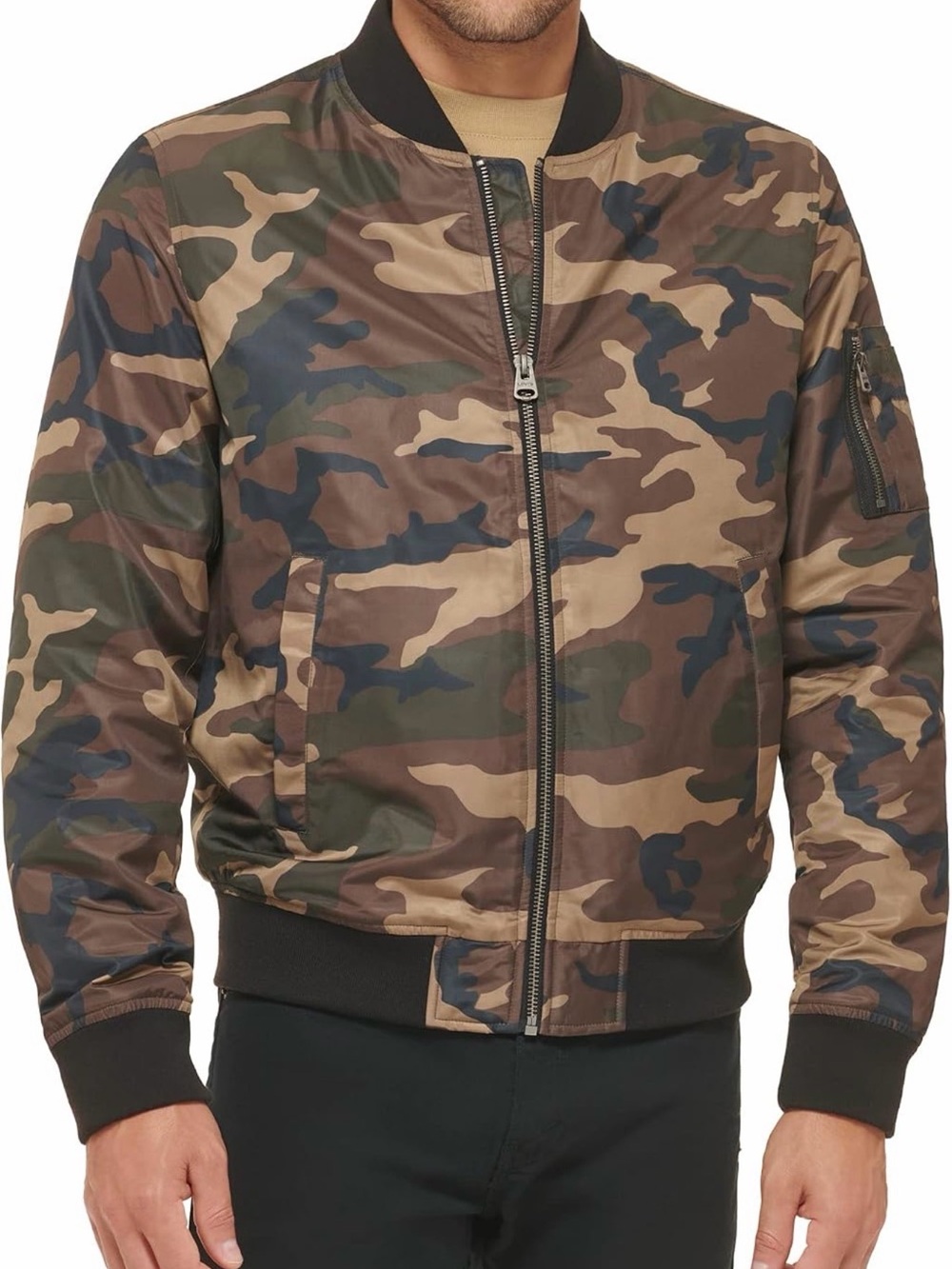 Levi’s Camo Flight Satin MA 1 Bomber Jacket Military Streetwear
